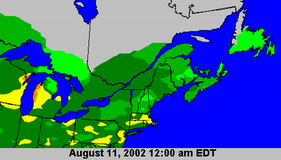 1-hr Ozone Concentration Map, August 11, 2002
