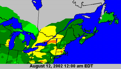 1-hr Ozone Concentration Map, August 12, 2002