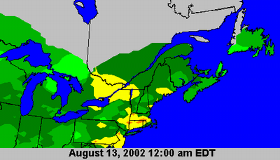 1-hr Ozone Concentration Map, August 13, 2002