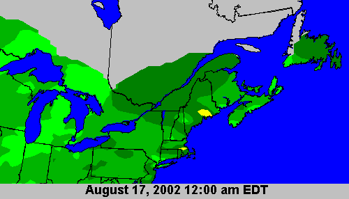 1-hr Ozone Concentration Map, August 17, 2002